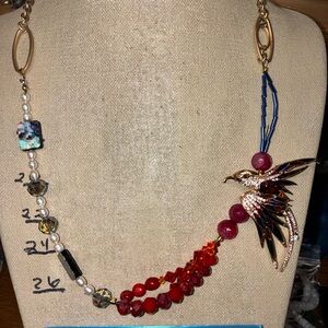 Statement Bird Pendant Multicolor Beaded Necklace - Women Jewelry
